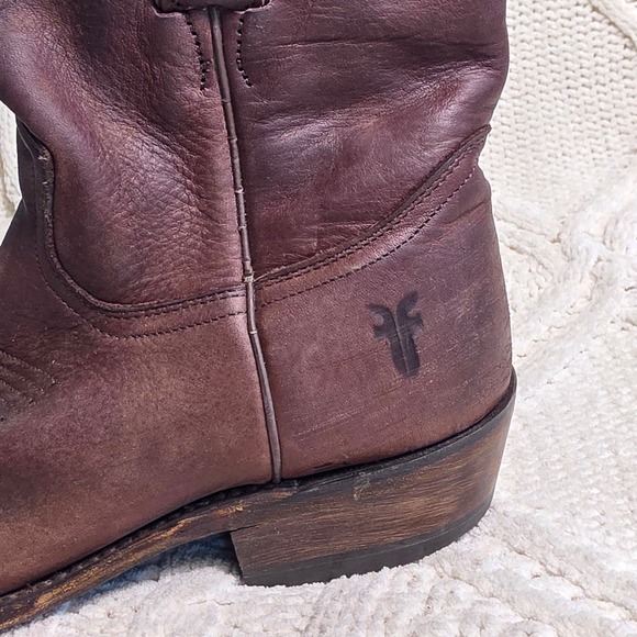 Frye Billy Short Western Boots Reddish Brown Leather Pointed Toe Womens 8 B main image 3